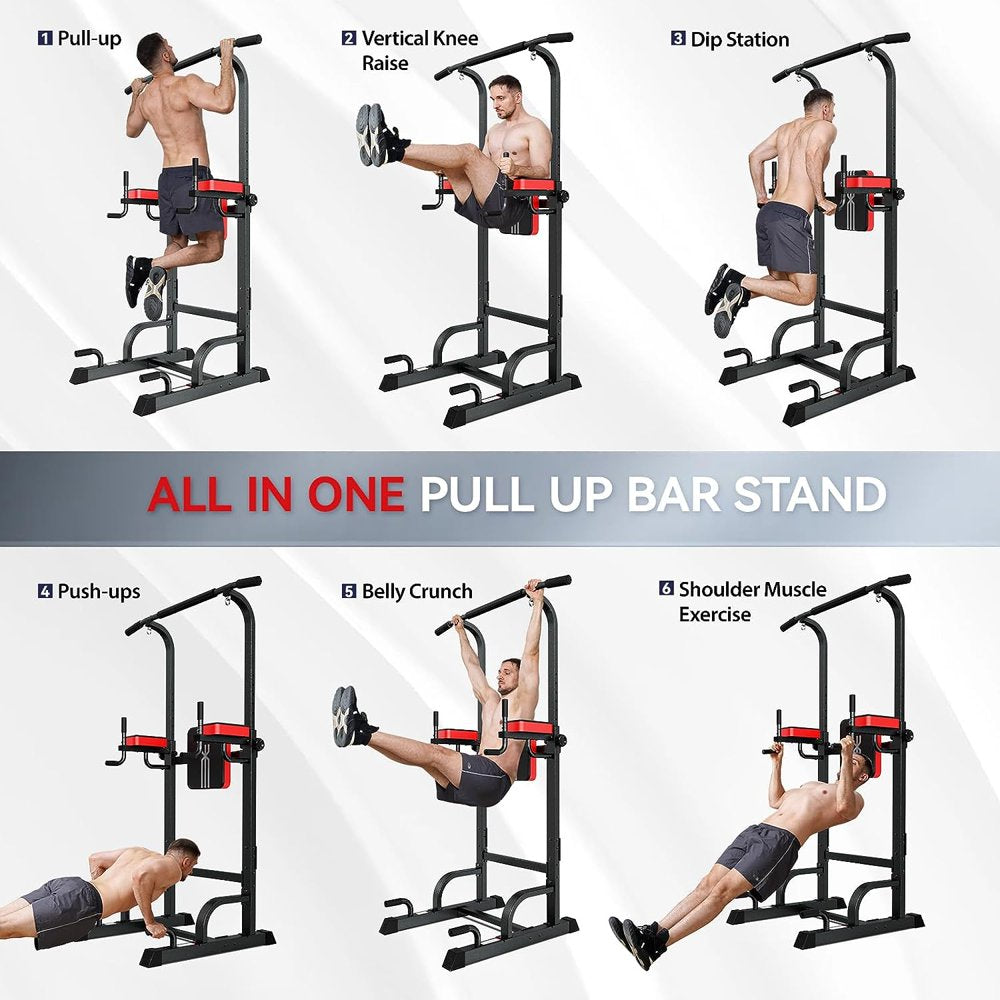 Adjustable Body Champ 480Lbs Multifunction Power Tower Dip Station Pull up Bar Power Rack for Home Gym Strength Training Workout Equipment